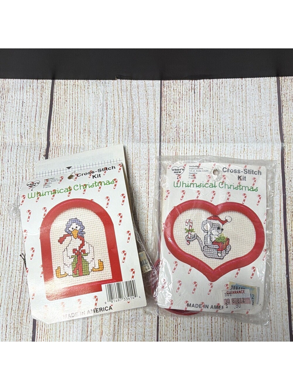 Crafts Etc Whimsical Christmas Cross Stitch Ornament Kits 2 Framed mouse goose